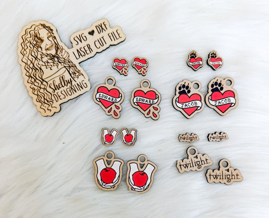 Twilight Vampire Stud Earrings Set SVG DXF Laser Cut File