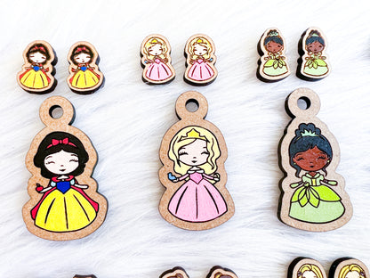 Cartoon Princesses Stud/Dangle Earrings Bundle SVG