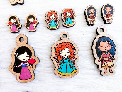 Cartoon Princesses Stud/Dangle Earrings Bundle SVG