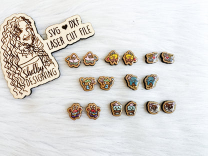 Cute Kawaii SpongeBob Stud Earrings Bundle SVG