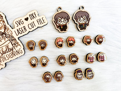 Harry Potter Chibi Stud AND Dangle Earring Bundle SVG