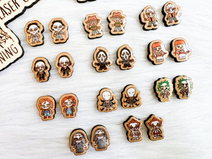 BIG Horror Chibi Stud AND Dangle Earrings Bundle SVG