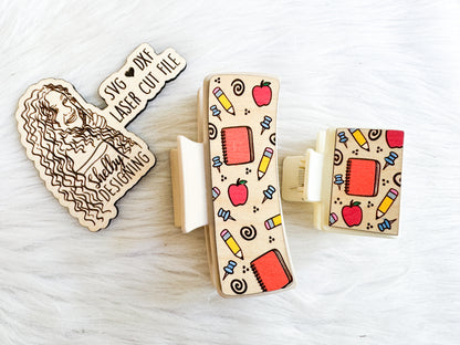 Back to School Push Pins Hair Claw Clip SVG DXF File