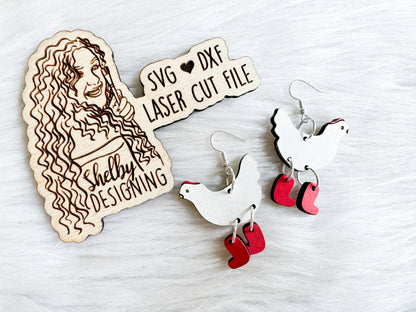Walkin' Chicken Dangle SVG Earrings
