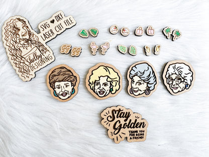 Big Golden Girls Stud Earrings AND Pin Bundle SVG