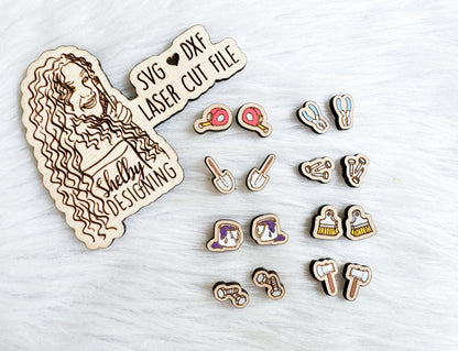 Tools & Supplies Stud Earrings Bundle SVG