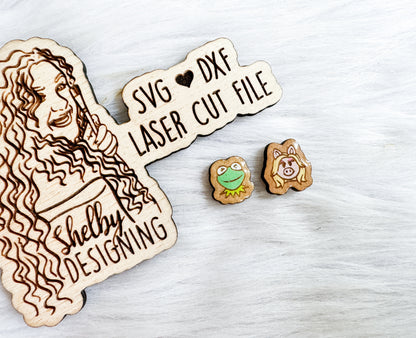 BFF Mix n Match Series | Kermit & Miss Piggy Stud Earrings SVG