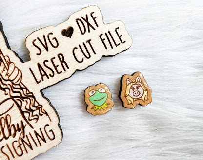 BFF Mix n Match Series | Kermit & Miss Piggy Stud Earrings SVG