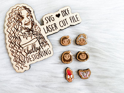 BFF Mix n Match Series | Moana & Friends Stud Earring Trio SVG