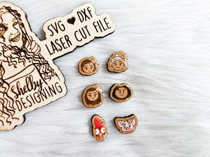 BFF Mix n Match Series | Moana & Friends Stud Earring Trio SVG