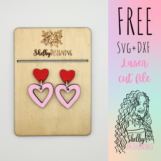 FREE | Double Heart Stud Dangle Earrings SVG