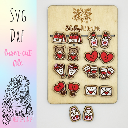 Kawaii Valentines Day Stud Earring Bundle SVG