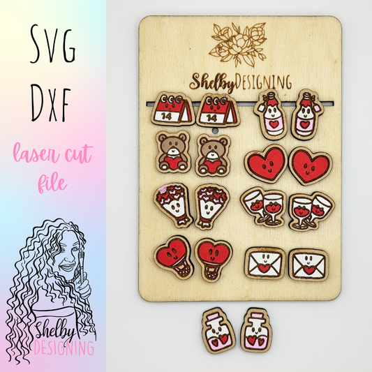 Kawaii Valentines Day Stud Earring Bundle SVG