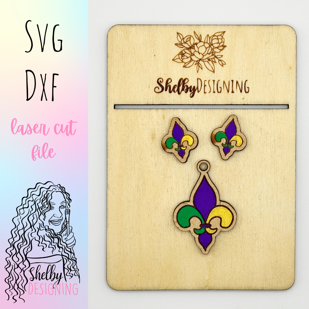Fleur De Lis Stud/Dangle Earring Combo SVG DXF File