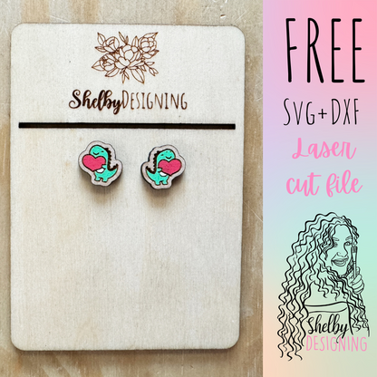FREE | Dino Heart Stud Earrings SVG