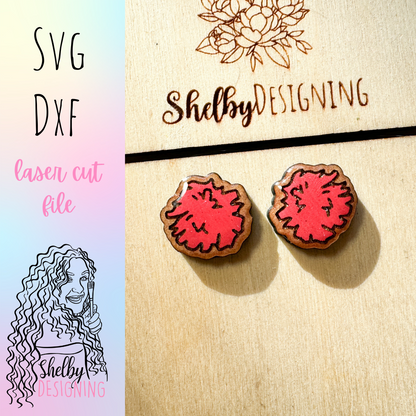 Cheer Pom Pom Stud Earrings SVG