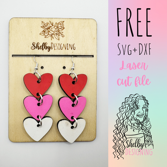 FREE | Heart Dangle 3 Piece Earrings SVG