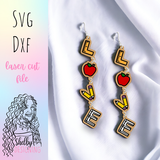 School LOVE 4 Piece Dangle Earrings SVG