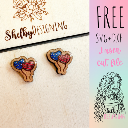 FREE | 4th of July Balloon Hearts Stud Earrings SVG