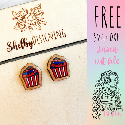 FREE | 4th of July Cupcake Stud Earrings SVG