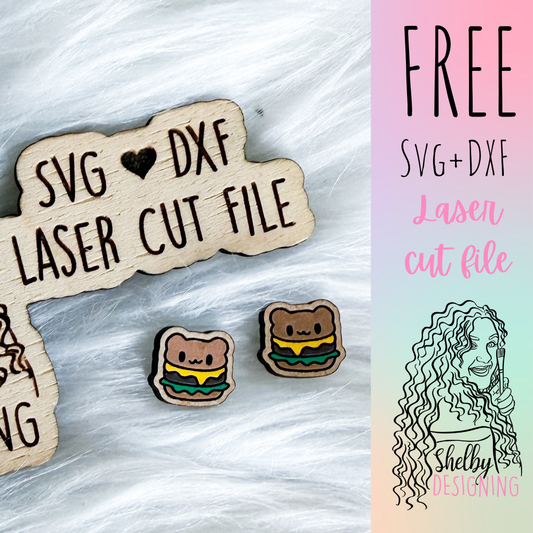 FREE | Kawaii Burger Kitty Stud Earrings SVG