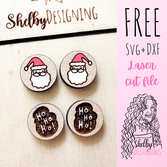 FREE | Santa Ho Ho Ho Circle Stud Earrings Set SVG