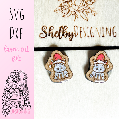 Christmas Hippo Stud Earrings SVG