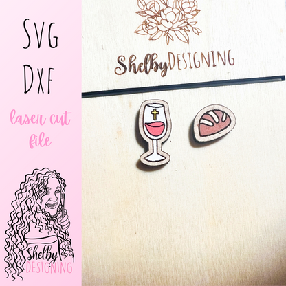 Bread & Wine Stud Earrings SVG