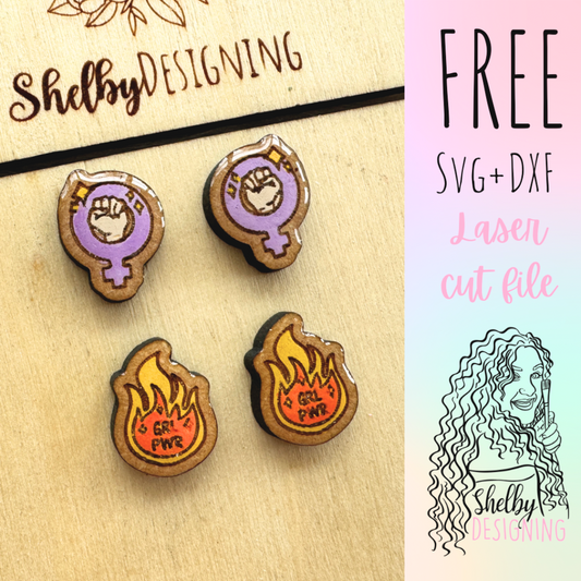 FREE | Women's Day Girl Pwr Stud Earring Duo SVG