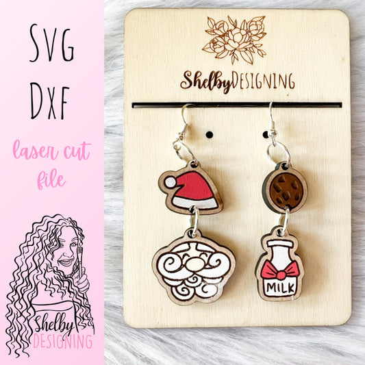 Santa & Cookies Mix n Match Dangle Earrings SVG