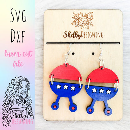2 Piece American Grill Dangle SVG Earrings