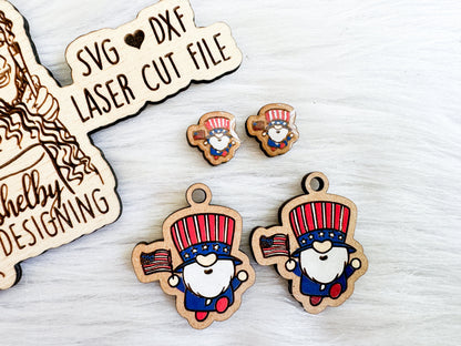 Patriotic Gnome Stud/Dangle Combo SVG Earrings