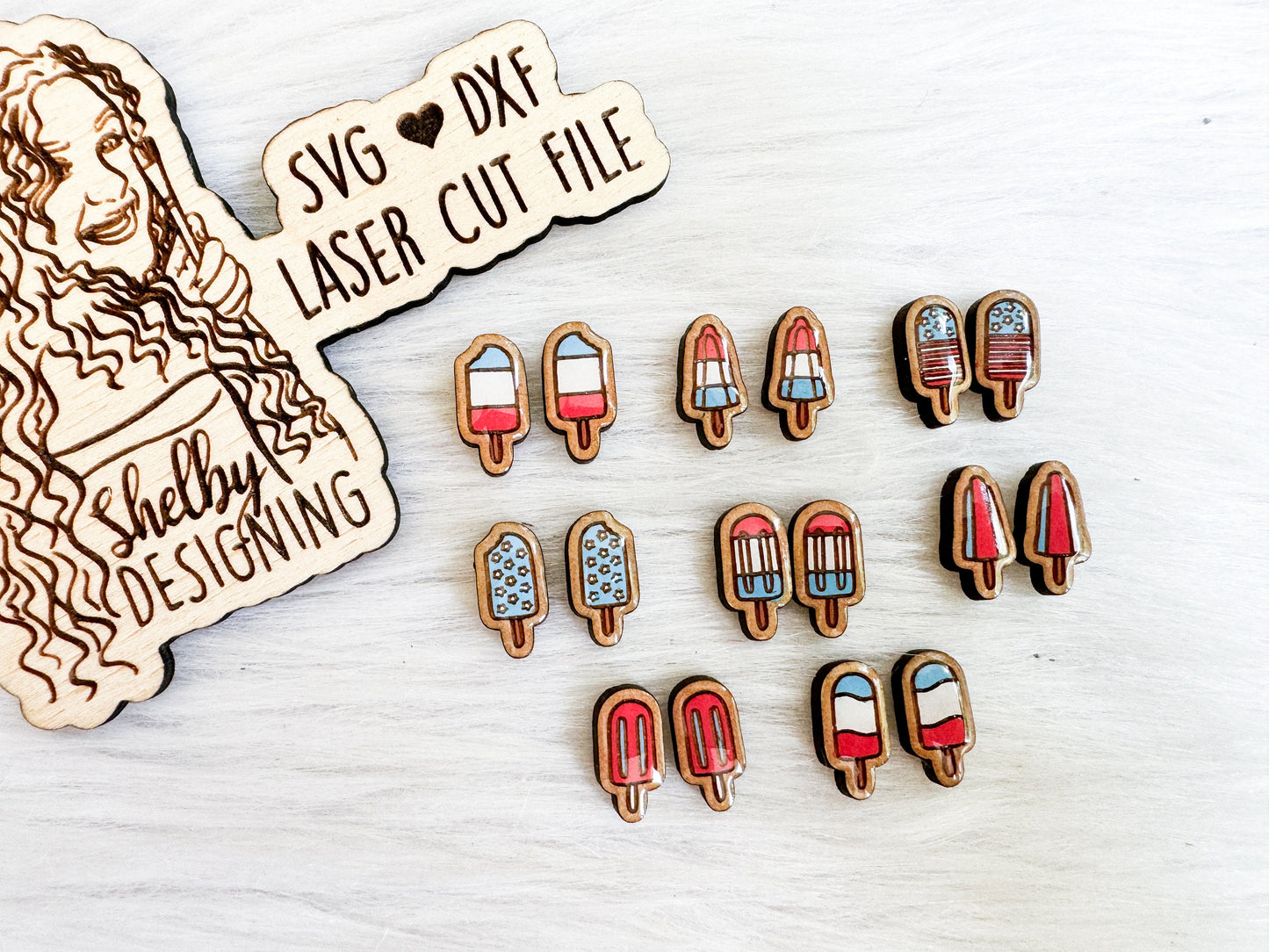 4th of July Popsicles Stud Earring Bundle SVG
