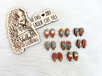 4th of July Popsicles Stud Earring Bundle SVG