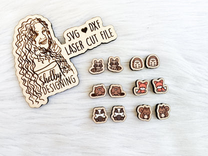 Cute Baby Woodland Stud Earrings Bundle SVG