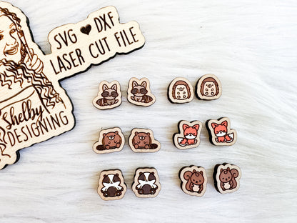 Cute Baby Woodland Stud Earrings Bundle SVG
