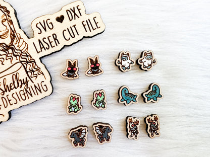 Kawaii Cryptid Cuties Stud Earrings Bundle SVG