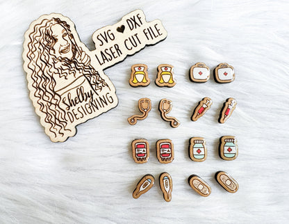 Medical Nurse Stud Earrings Bundle SVG