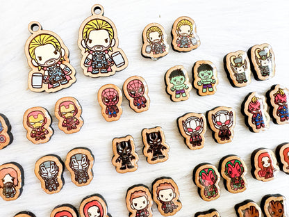 MEGA Superhero Chibi Stud AND Dangle Earrings Bundle SVG