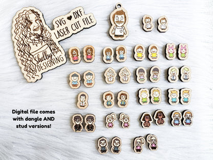 MEGA Bobs Burger Chibi Stud AND Dangle Earring Bundle SVG