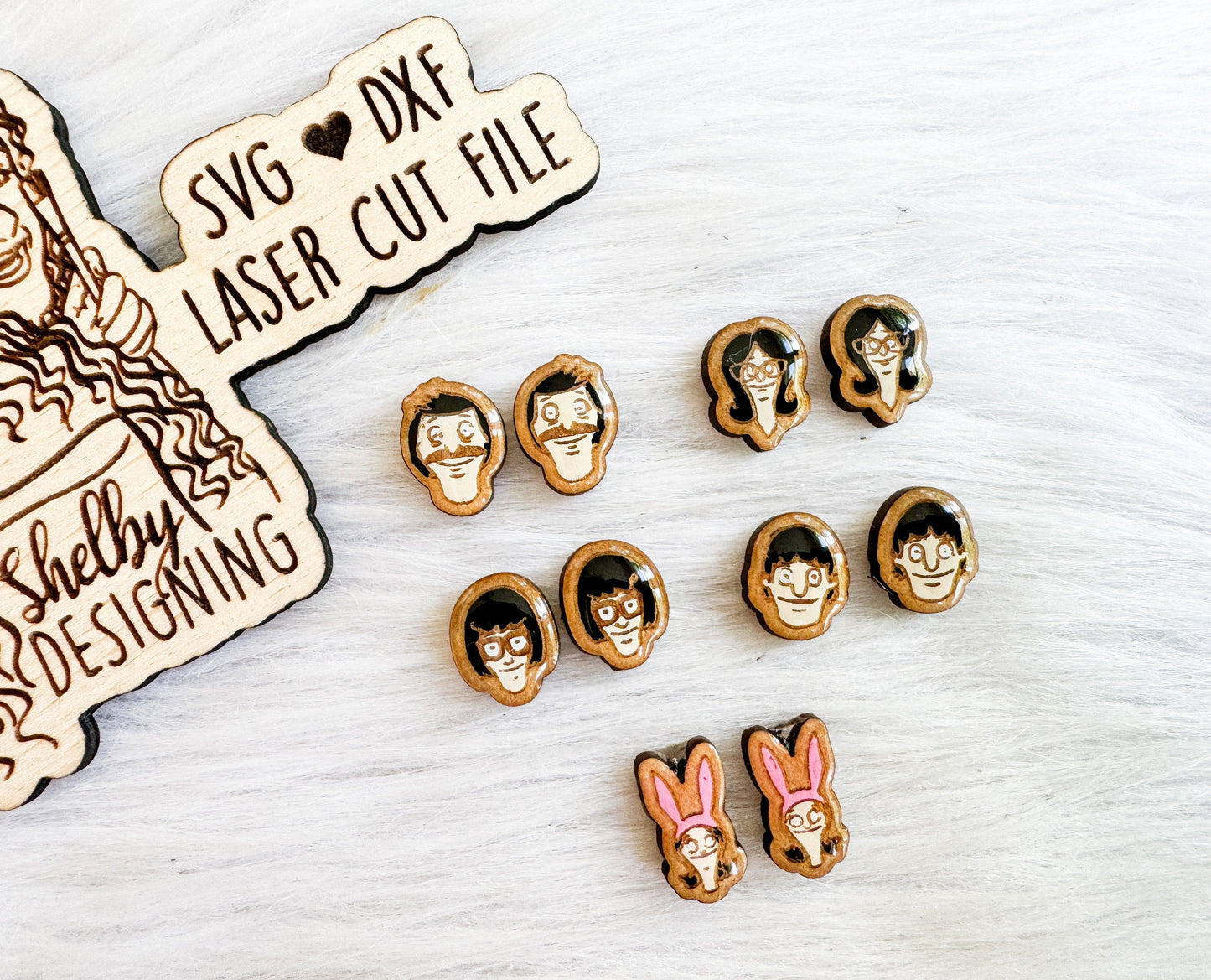 Bobs Burger’s Head Stud Earring Bundle SVG