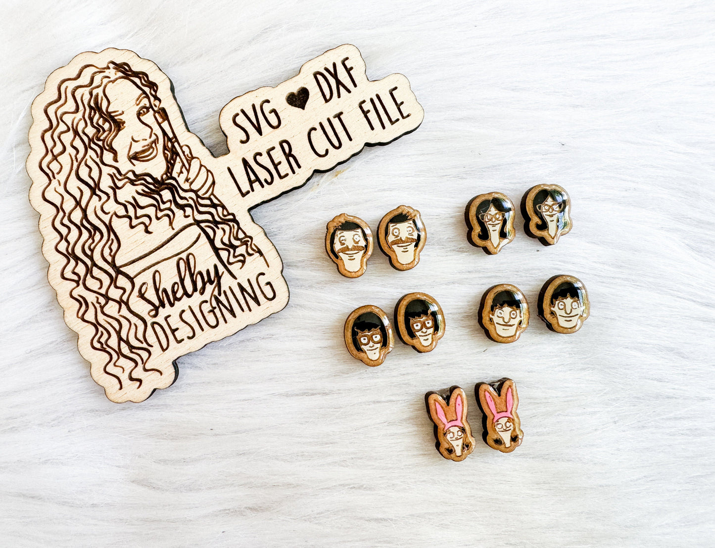 Bobs Burger’s Head Stud Earring Bundle SVG