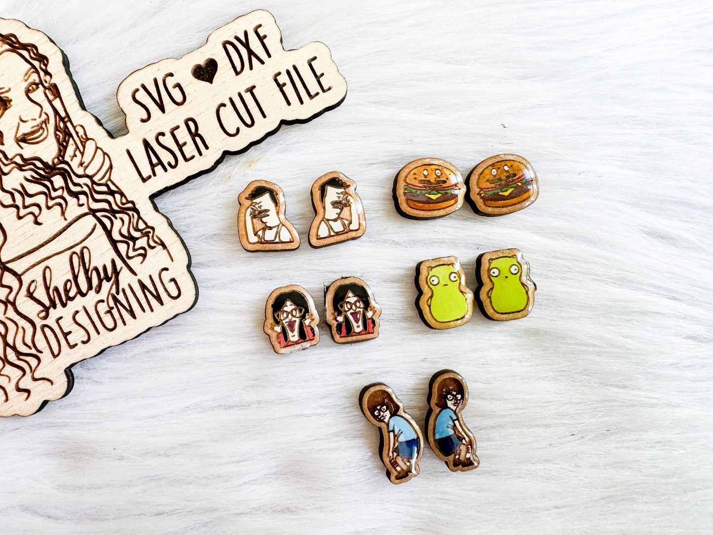Funny Bobs Burgers Stud Earrings Set SVG