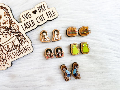 Funny Bobs Burgers Stud Earrings Set SVG
