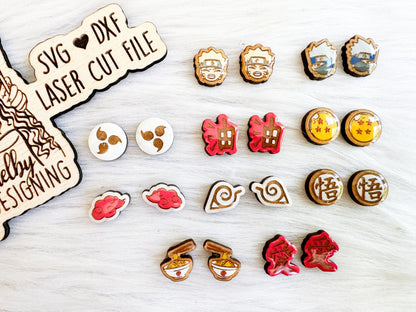 Naruto Anime Stud Earrings Bundle SVG