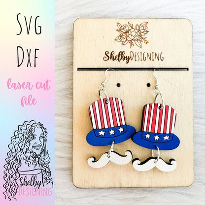 2 Piece Uncle Sam Dangle SVG Earrings