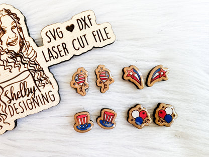 Cute 4th of July Patriotic Stud Earrings Set SVG