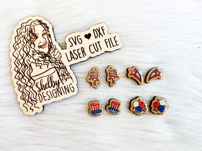 Cute 4th of July Patriotic Stud Earrings Set SVG