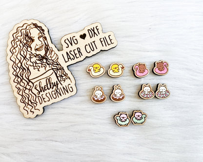 Cute Pool Floatie Animals Stud Earrings Bundle SVG