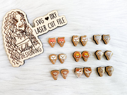 Adorable Animals Ice Cream Cone Stud Earrings Bundle SVG